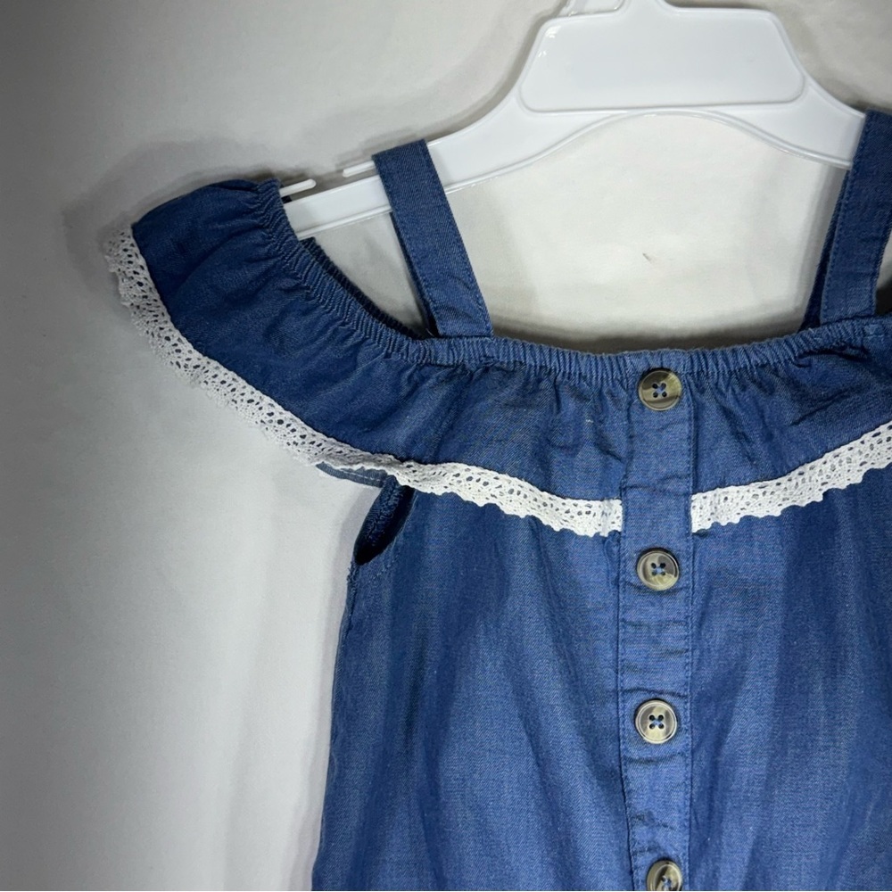 Forever Me  Girls Blue  Chambray Ruffled Top - Picture 2 of 5